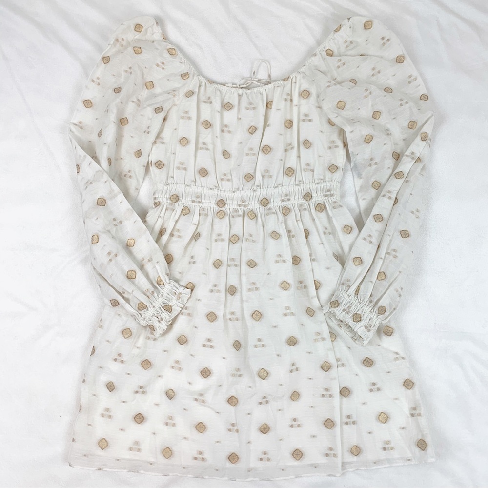 Joie Mianda Long Sleeve embroidered Dress square neck tassel - Picture 10 of 12